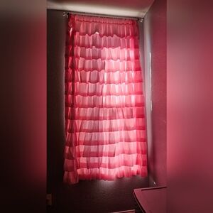 Kotile Pink Ruffle Curtain W52 X L72 1 Panel Shabby Chic Gypsy Layered Curtain